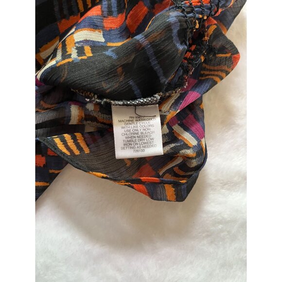 Liz Claiborne Wowmens Plus Size 1X Sheer Printed Peplum Blouse Top Lightweight - Picture 8 of 9